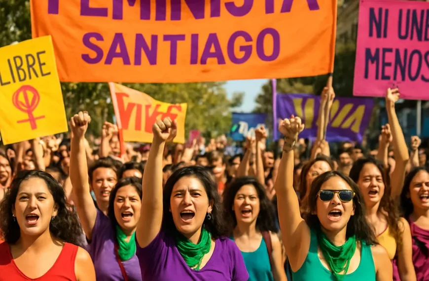 Marchas feministas Santiago: La movilización contra ‘Escucha su corazón’