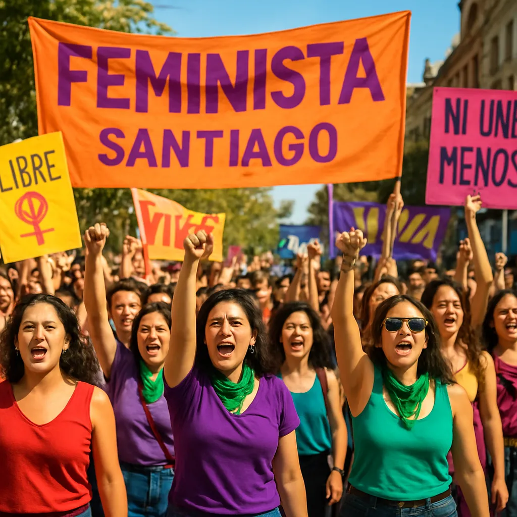 Marchas feministas Santiago: La movilización contra ‘Escucha su corazón’