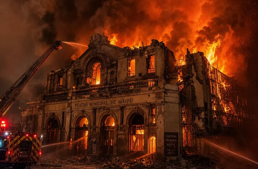 Incendio Teatro Municipal de Maipú causa daños irreparables y heridos